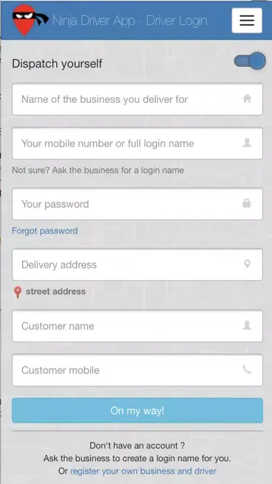 Delivery Ninja Driver App स्क्रीनशॉट