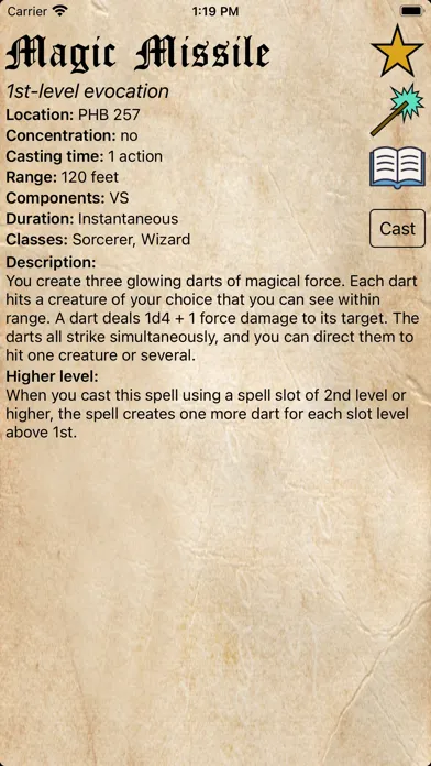 ภาพหน้าจอของ D&D Spellbook 5e
