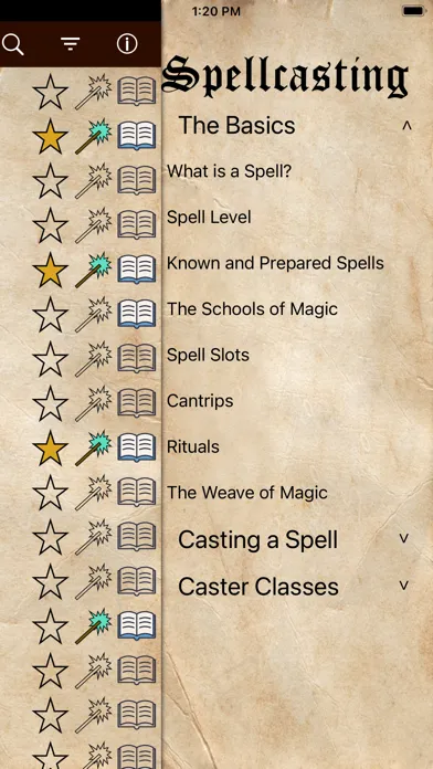 ภาพหน้าจอของ D&D Spellbook 5e