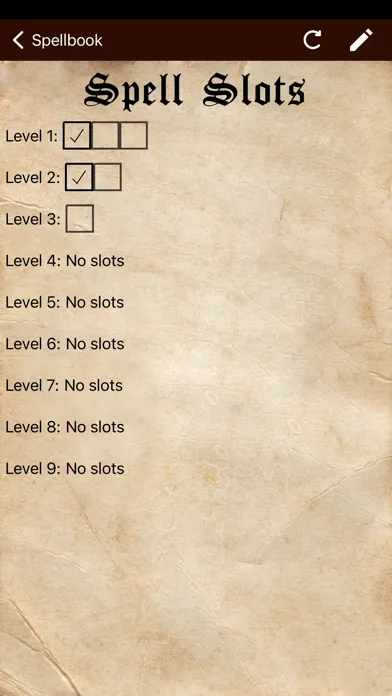 ภาพหน้าจอของ D&D Spellbook 5e