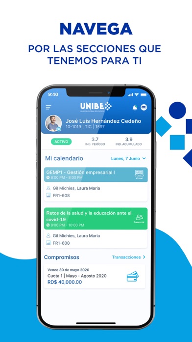 Capturas de pantalla de UNIBE APP