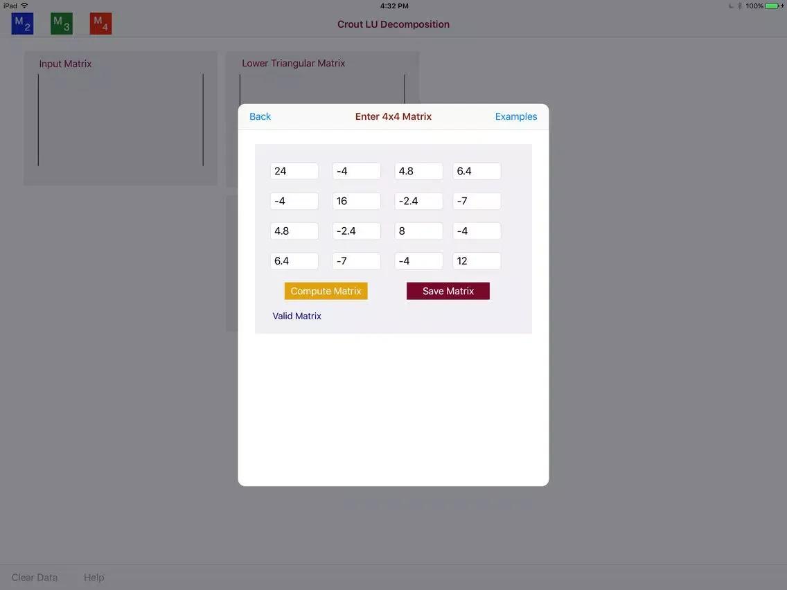 Скриншоты Crout LU Decomposition iPad 