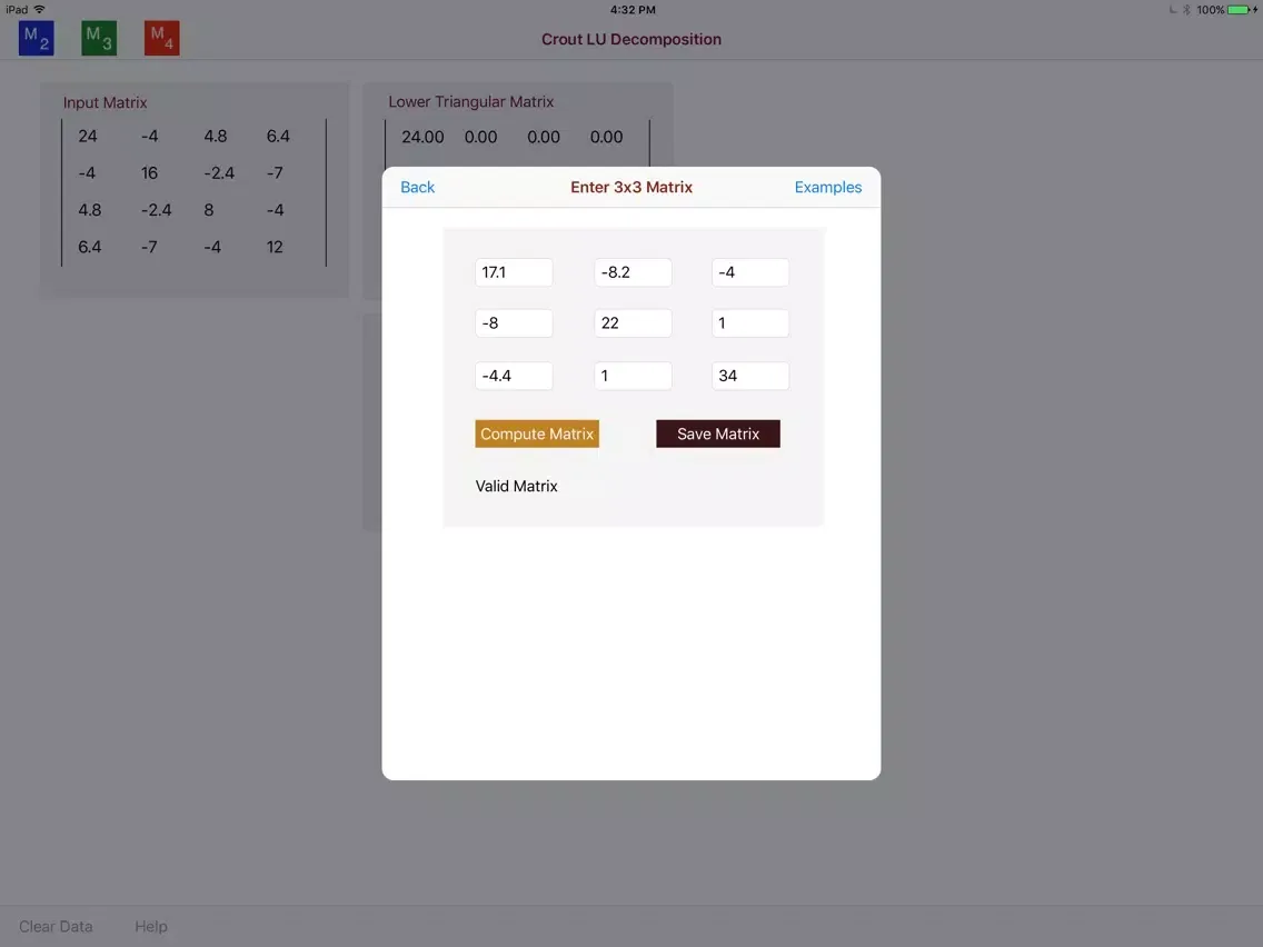 Скриншоты Crout LU Decomposition iPad 