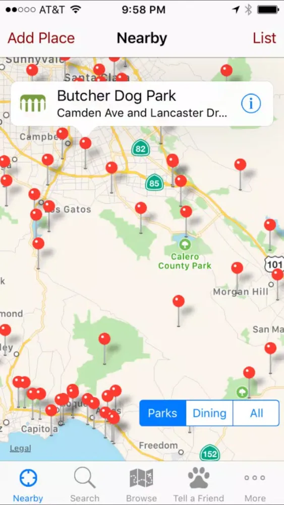 Tangkapan layar Dog Park Finder Plus