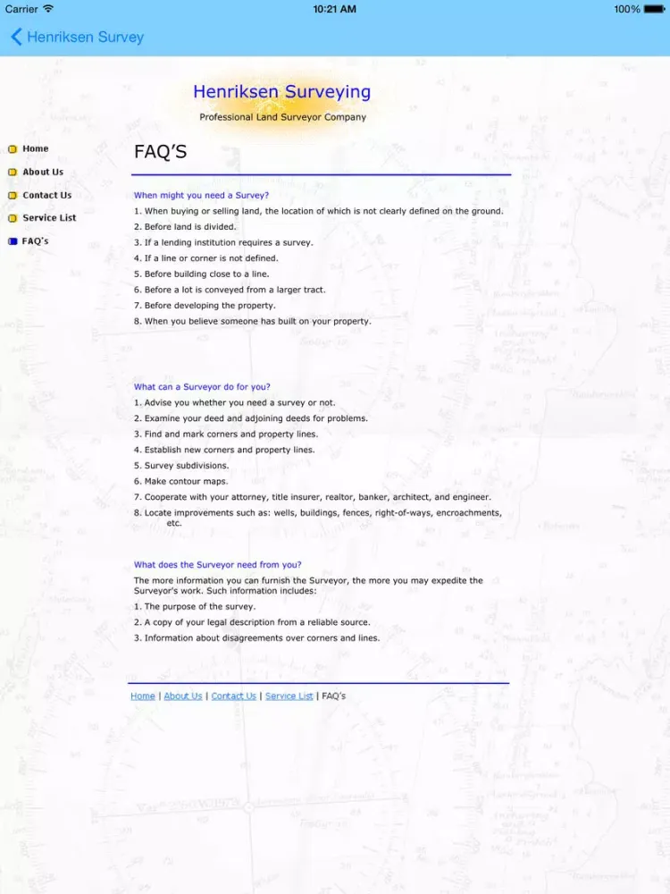 Capturas de tela do Henriksen Survey iPad 