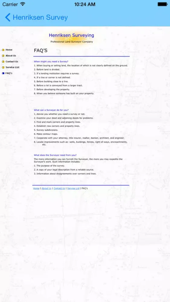 Capturas de tela do Henriksen Survey