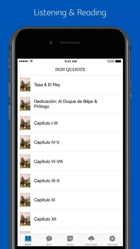 Ảnh chụp màn hình của Don quixote - sync transcript, quiz