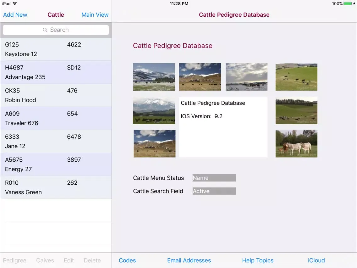 Zrzuty ekranu Cattle Pedigree Database iPad 