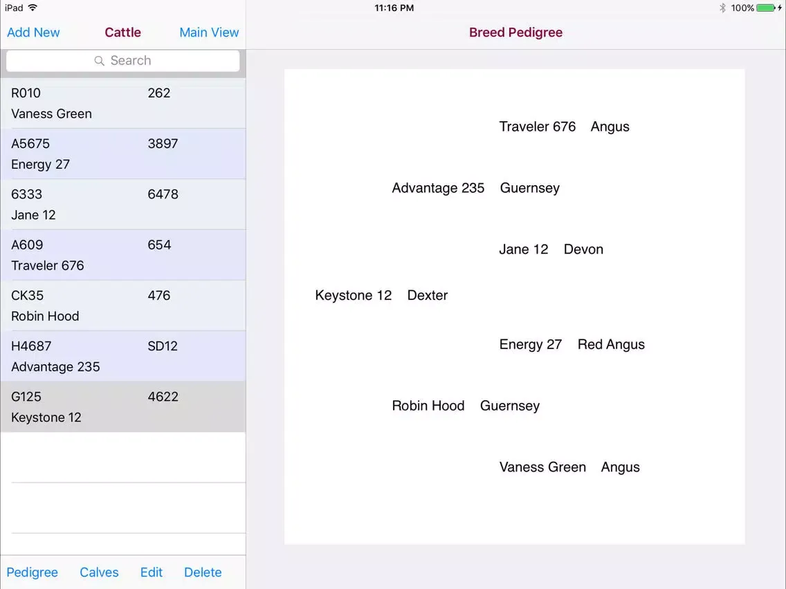 Zrzuty ekranu Cattle Pedigree Database iPad 