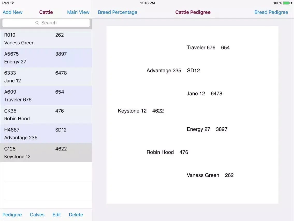 Zrzuty ekranu Cattle Pedigree Database iPad 