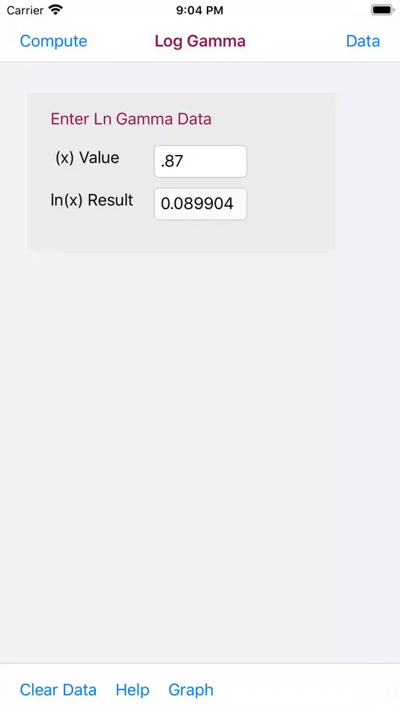 Captures d'écran de Log Gamma Function Calculator