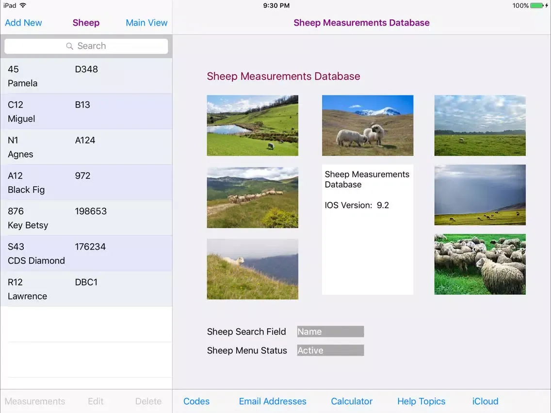 Sheep Measurements Database iPad 应用截图