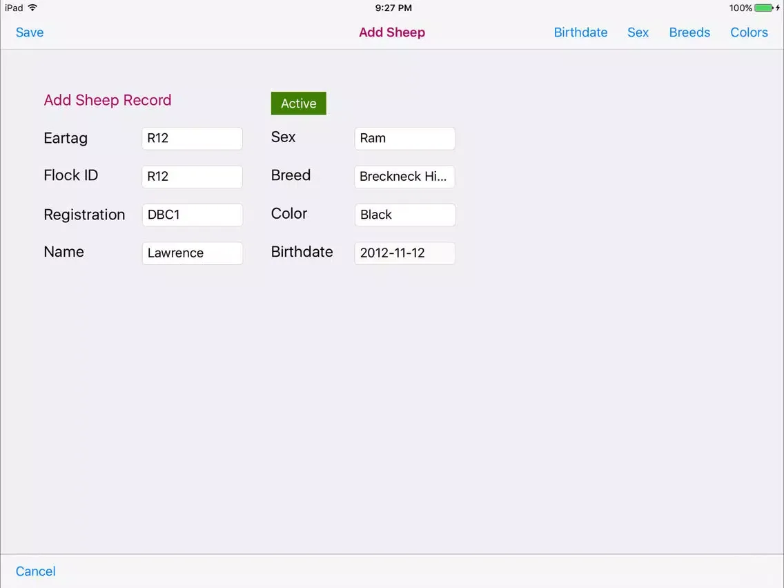 Sheep Measurements Database iPad 应用截图
