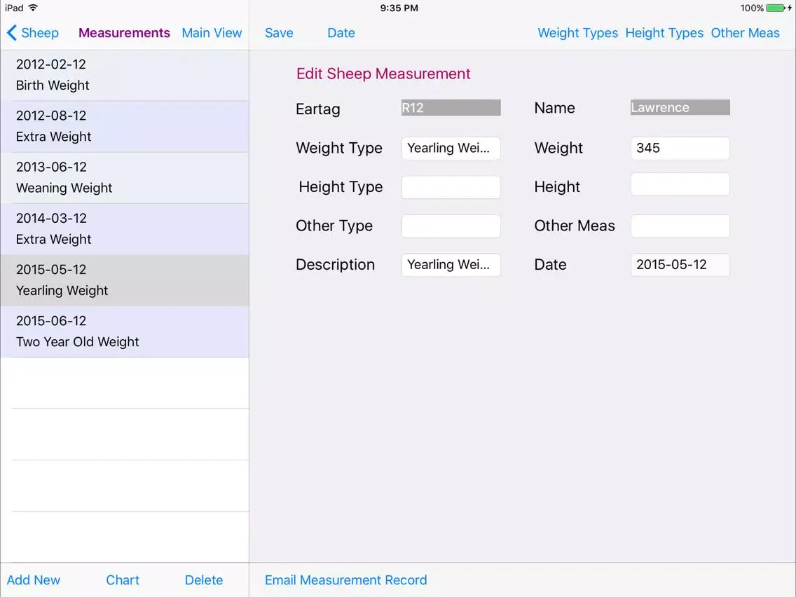 Sheep Measurements Database iPad 应用截图