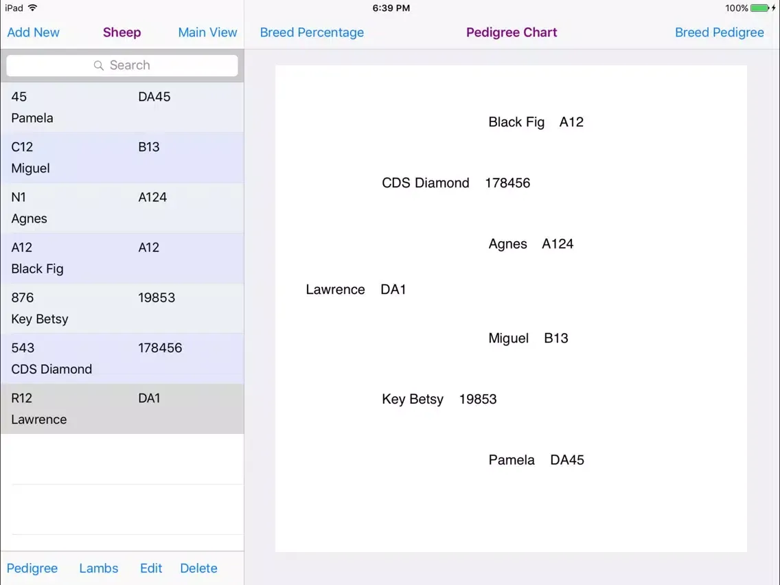 Sheep Pedigree Database iPad  স্ক্রিনশট