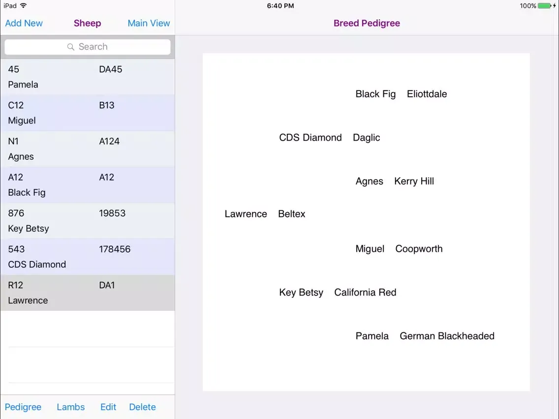 Sheep Pedigree Database iPad  স্ক্রিনশট
