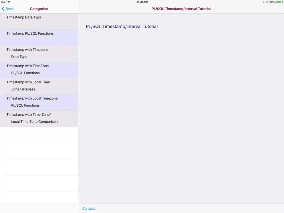 PL/SQL Timestamp/Interval iPad 应用截图