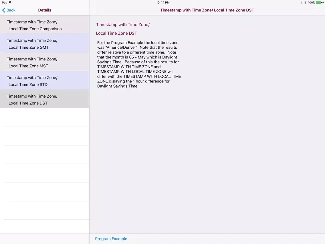 PL/SQL Timestamp/Interval iPad 应用截图