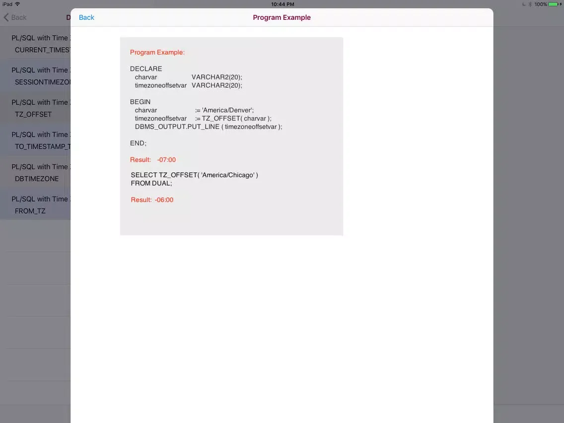 PL/SQL Timestamp/Interval iPad 应用截图