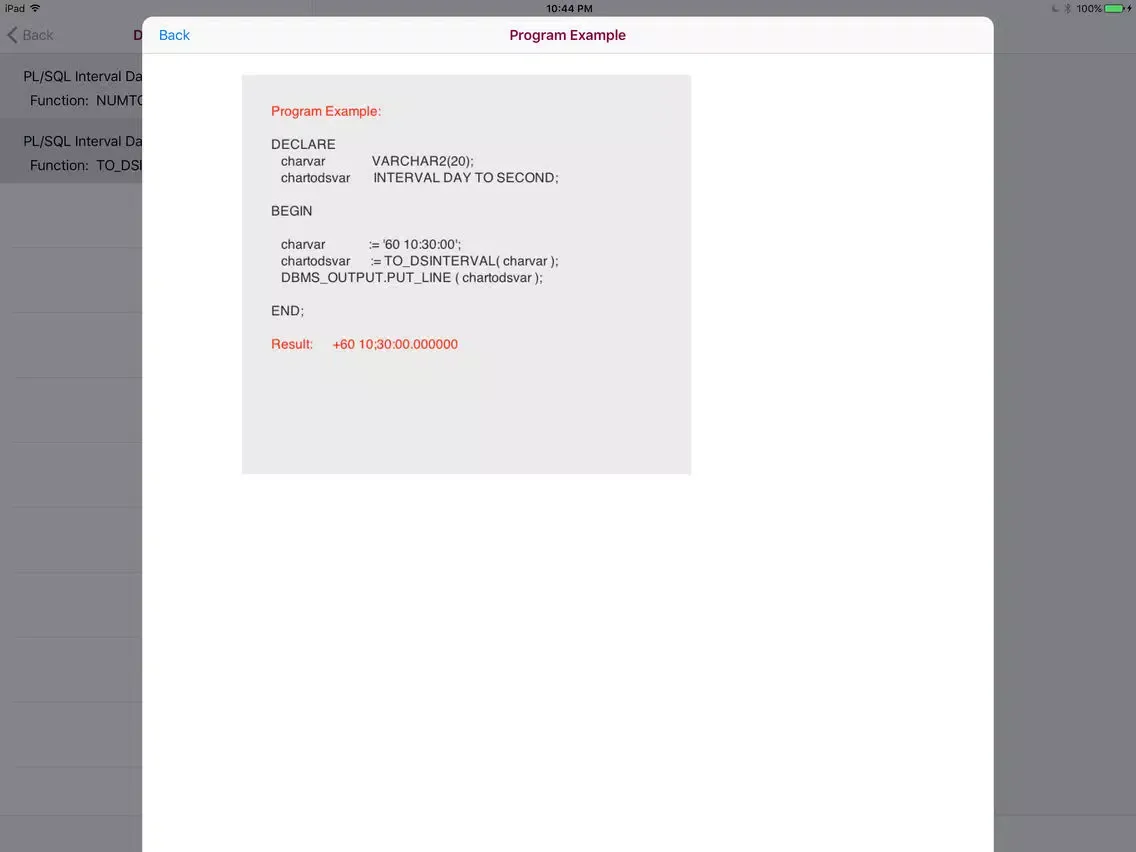 PL/SQL Timestamp/Interval iPad 应用截图