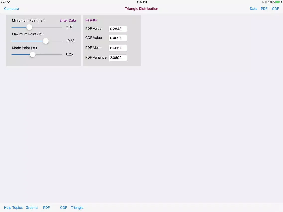 Tangkapan skrin Triangle Distribution iPad 
