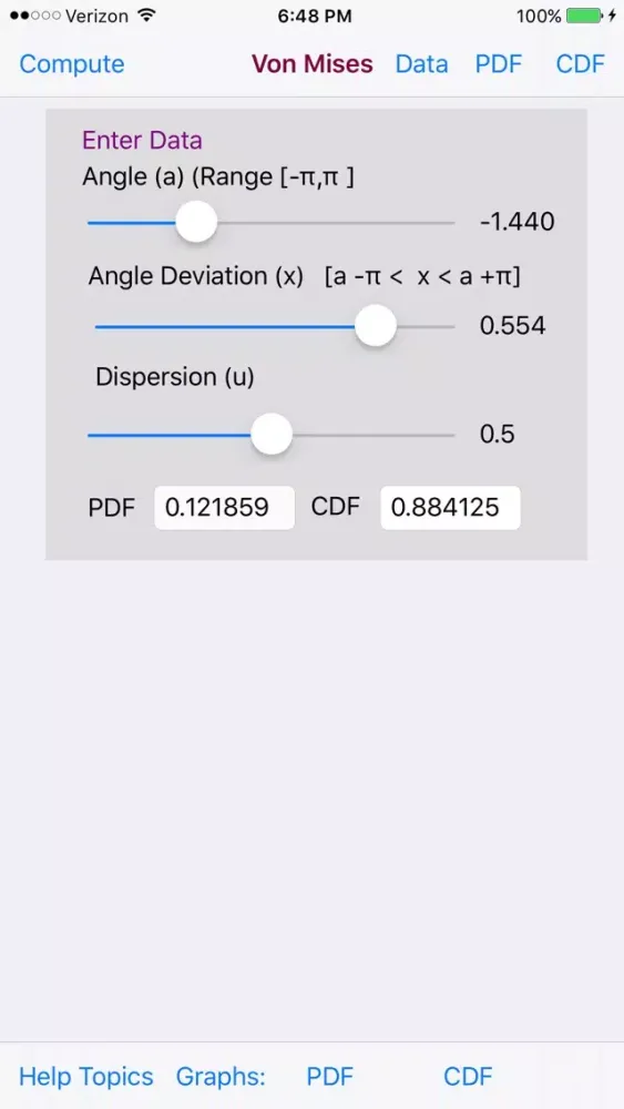 Tangkapan skrin Von Mises Distribution