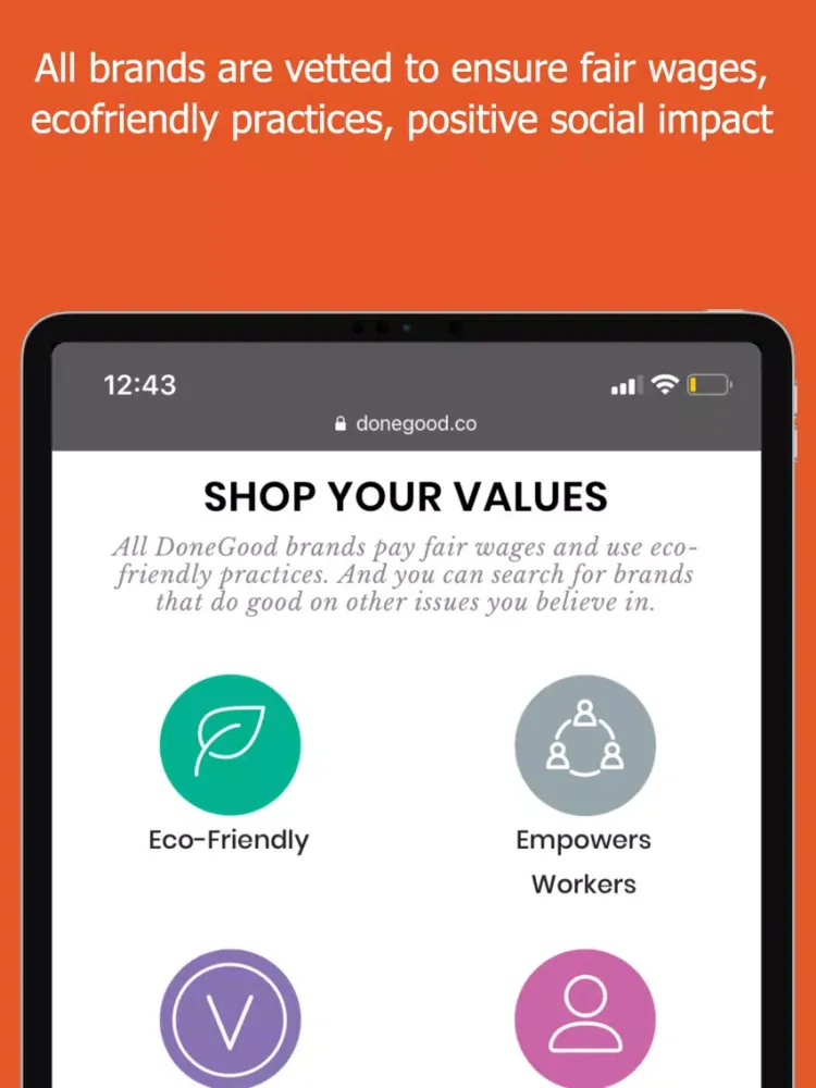 Capturas de tela do DoneGood: Ethical Shopping App iPad 