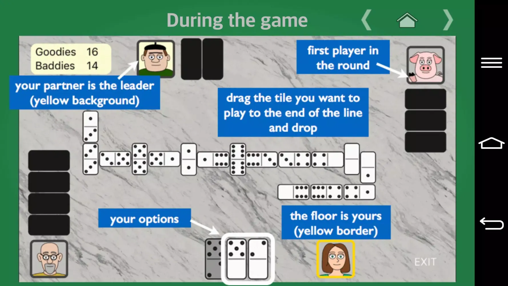 Captures d'écran de Partnership Dominoes
