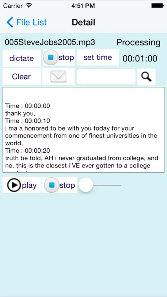 Screenshot di Agile speech recognition file