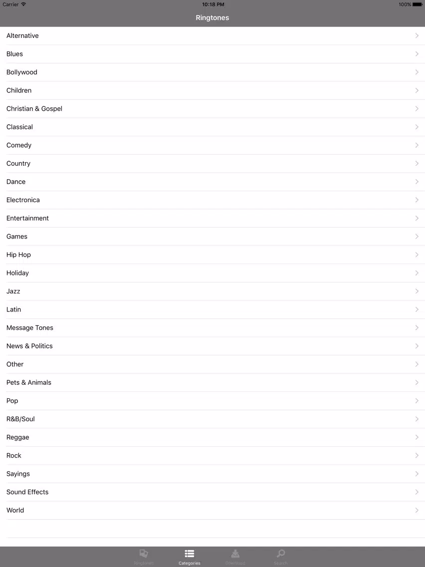 Screenshot di RingTones audio iPad 