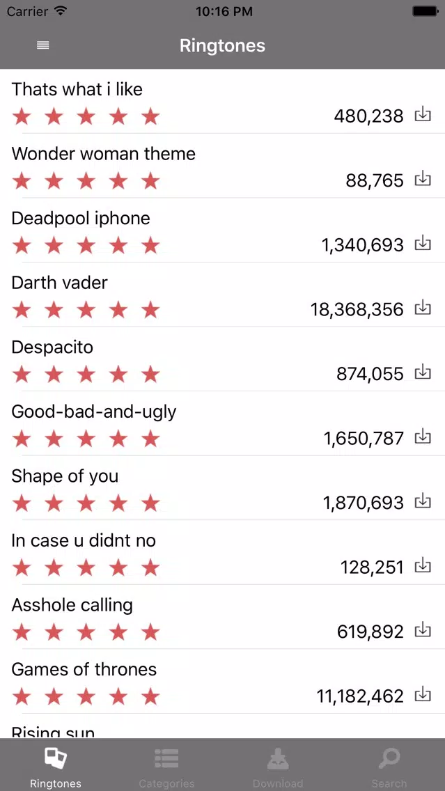 Screenshot di RingTones audio