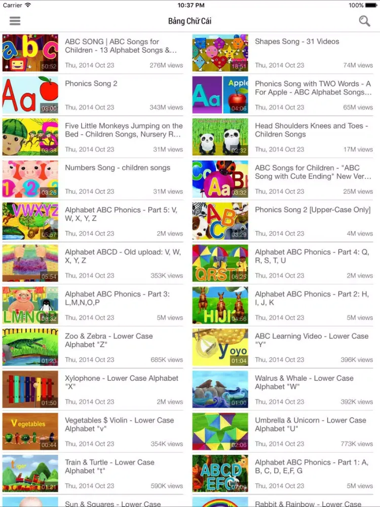 Video Tieng Anh Cho Be iPad 应用截图