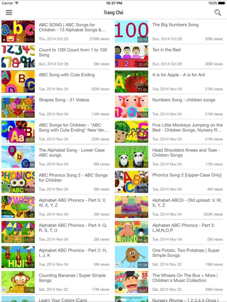 Video Tieng Anh Cho Be iPad 应用截图