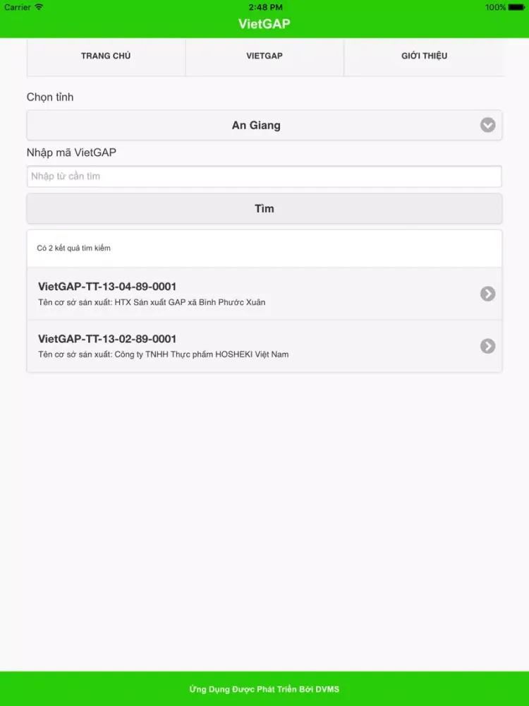 Zrzuty ekranu VietGAP iPad 