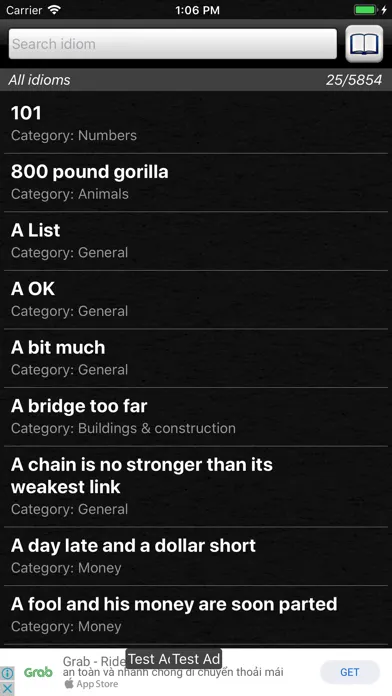 Capturas de tela do Pocket English Idioms