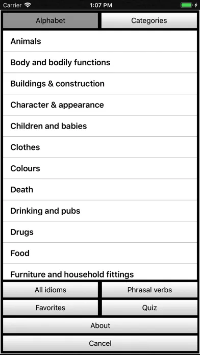 Capturas de tela do Pocket English Idioms