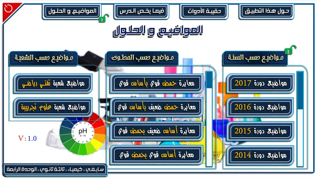 مواضيع و حلول حوليات البكالوريا فيزياء وحدة 4 Screenshots