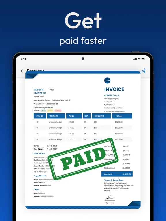 Invoice Creator- Receipt Maker iPad 应用截图