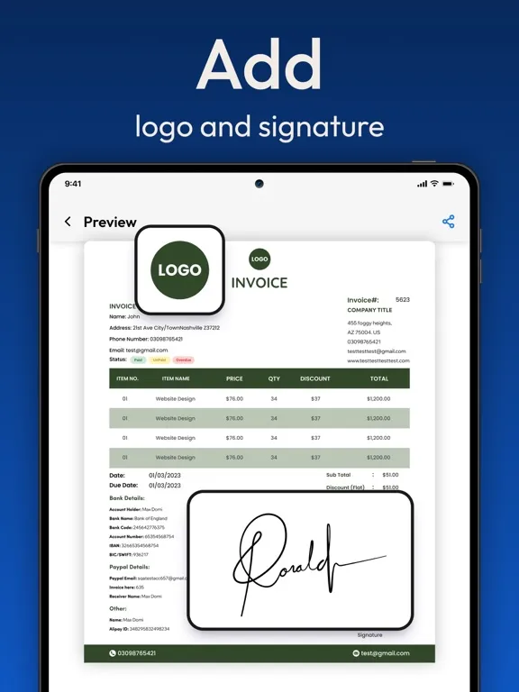 Invoice Creator- Receipt Maker iPad 应用截图