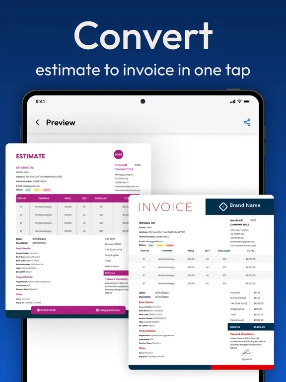 Invoice Creator- Receipt Maker iPad 应用截图