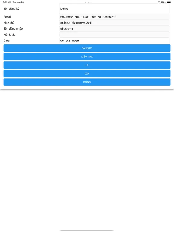 Capturas de tela do eBiz Online Report iPad 