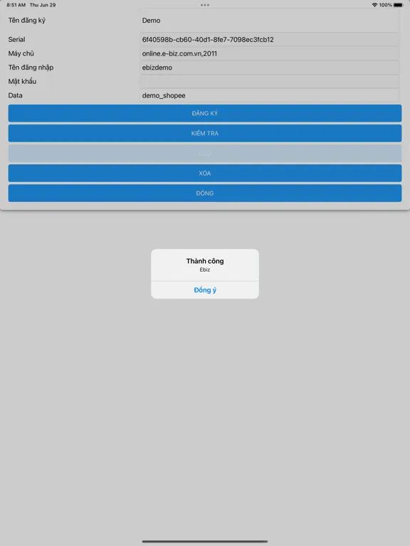Capturas de tela do eBiz Online Report iPad 
