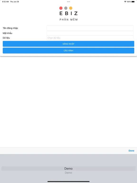 Capturas de tela do eBiz Online Report iPad 