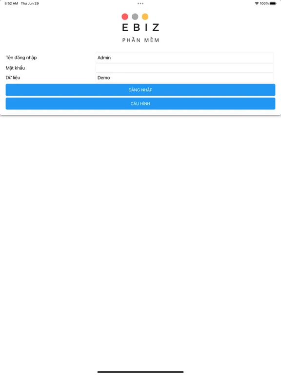 Capturas de tela do eBiz Online Report iPad 