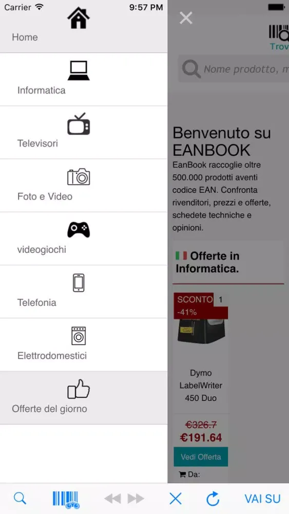 Tangkapan layar Eanbook | Trova prezzi e codici a barre