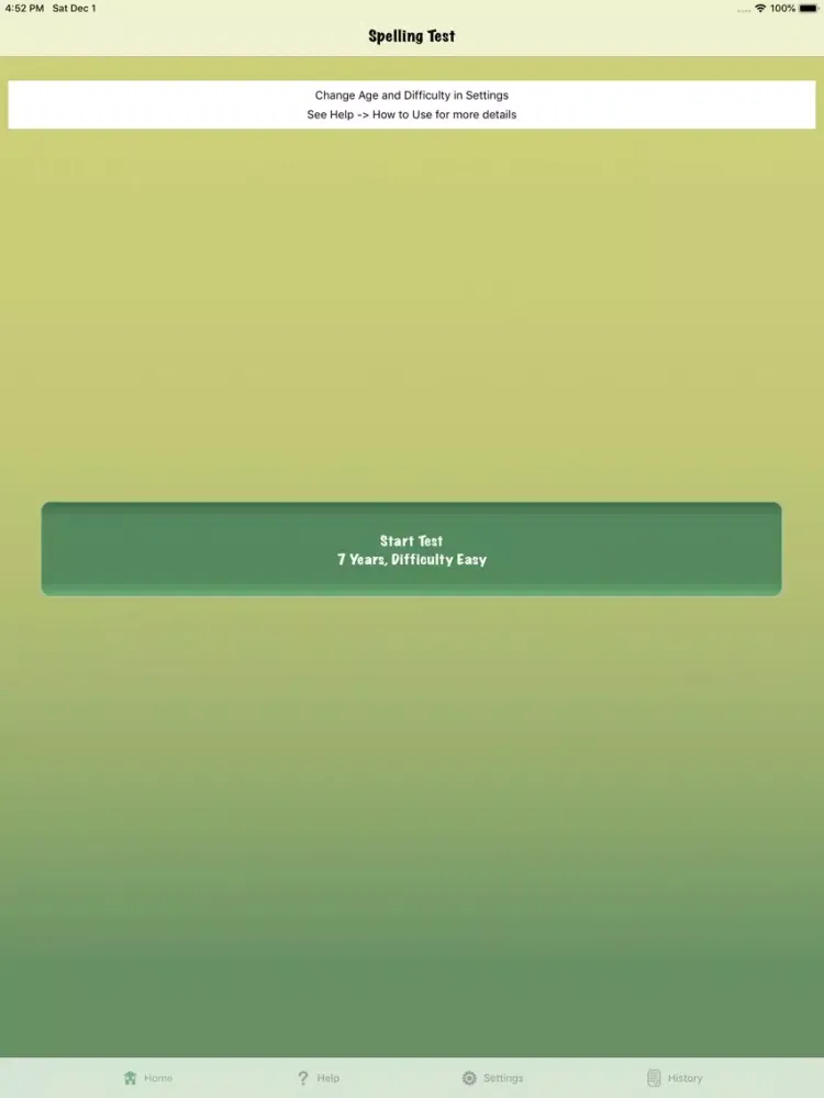 Tangkapan layar English Spelling Test iPad 