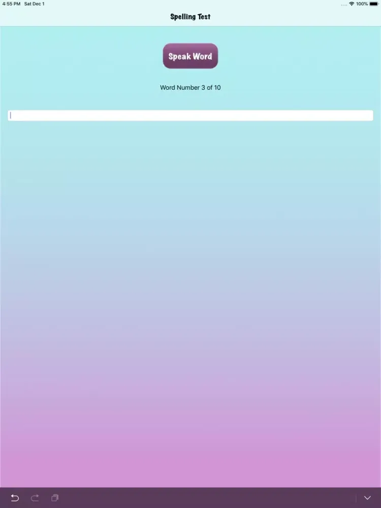 Tangkapan layar English Spelling Test iPad 