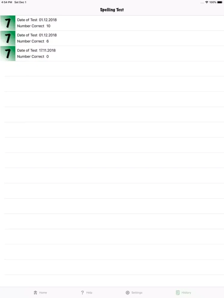 Tangkapan layar English Spelling Test iPad 