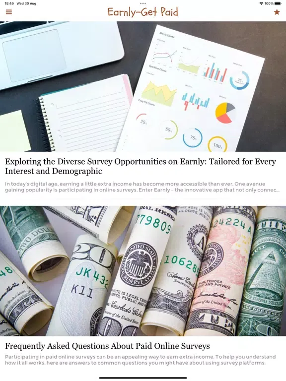 Tangkapan layar Earnly- Getting Paid 4 Surveys iPad 