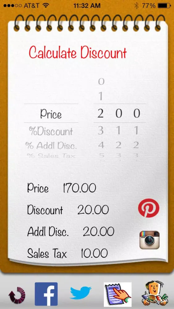 Deal Calculator - Calculate discounts fast and easy, spot and share deals using Facebook, Pinterest, Instagram and Twitter स्क्रीनशॉट